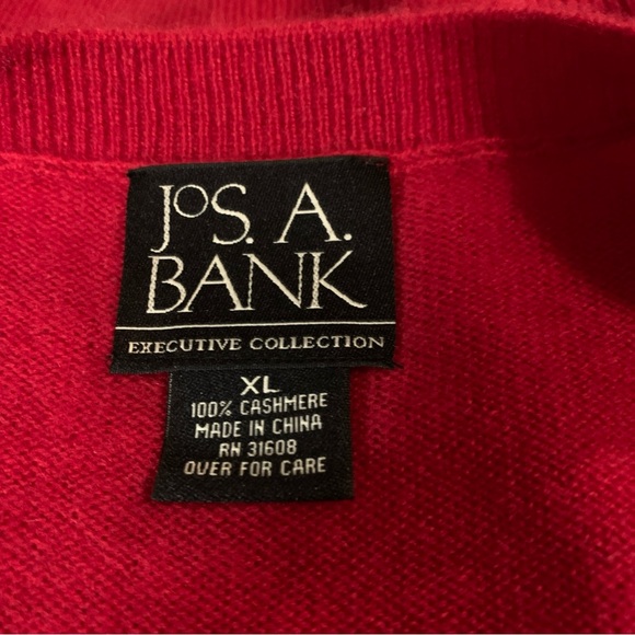 Jos A Bank Executive Collection V Neck Golf Sweater Red 100% Cashmere XL - Picture 4 of 5